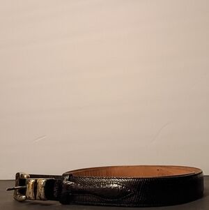 Calè Crocodile Leather Men's Black Belt